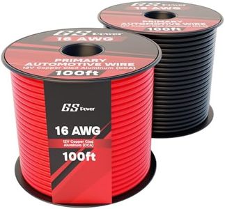 GS Power 16 Gauge Stranded Copper Clad Aluminum Zip Cord Wire for 12 Volt Automotive Harness Car Audio Hookup Amplifier LED Light Wiring (2 Pack - 100 ft)