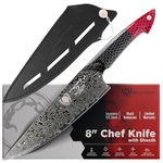 DALSTRONG Chef Knife - 8 inch Blade - AUS-12V Exclusive Japanese Steel - Black Damascus Full Tang - Honeycomb Handle - Chef's Knife - Scorpion Series - Razor Sharp Kitchen - Leather Sheath