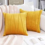 Khooti Velvet Cushion Cover Pack of 3-20" x 20" / 51 x 51 cm - Gold - Soft Pillow Covers Cushion Case for Sofa Bedroom Livingroom Chair Car, Cushion Cover with Random Zig Zag Pattern