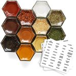 Gneiss Spice Magnetic Spice Jars | Create a Hanging Spice Rack on Your Fridge | Includes Large Empty Glass Jars, Magnetic Metal Lids and Spice Labels