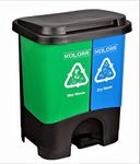 KOLORR Twin Bin 33 Liters Dustbin Dry & Wet Waste Pedal Dustbins / 2 In 1 Dustbin Trash Can/Plastic Garbage Bins with Lid for Home Kitchen - Blue & Green Colour – Large Size