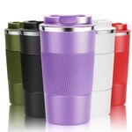 YINJOYI Travel Mug Reusable Coffee Cups Thermal Insulated Vacuum Stainless Steel Tumbler for Hot Cold Drinks (Purple, 510ml)