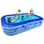 CACSPS Inflatable Swimming Pools, 99" X 63" X 20" Full-Size Inflatable Pool for Kids and Adults, Durable Family Lounge Pool, Kiddie Pool for Backyard, Garden or Indoor (Blue)