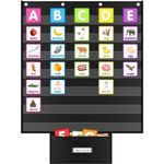 Standard Pocket Chart for Classroom 28"x28" Large 7 Pocket Charts with Card Storage Bag Sentence Strip Holder for Word Wall, Sight Words, Cards, Calendar, Daily Visual Schedule (Black)