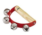 Nino Percussion Sleigh Bell Instrument - Sleigh Bell Musical Instrument for Children from 3 Years - Wood, Natural (NINO962)