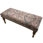 EASTERNRUGARTS Ottoman Bench with Rug Upholstered Handmade Wood Work for Boho Farmhouse Kitchen Dining Room Entryway Footstool Livingroom Bedroom, Piano Bench, Coffee Bench (Era-65, 45x45x90cm)