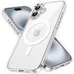 JETech Magnetic Case for iPhone 16 Plus 6.7-Inch Compatible with MagSafe, Shockproof Phone Bumper Cover, Anti-Scratch Clear Back (Clear)