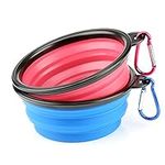 H&S 2 Collapsible Silicone Dog & Cat Travel Bowls - Portable Pet Water & Food Travel Dog Bowl (Small)