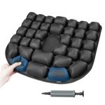 VentaEase Inflatable Seat Cushion - 3D Air Pillow for Office Chairs, Wheelchairs & Travel - Airplane Seat Cushion for Long Flights, Adjust Inflation/Deflation Pressure Relief & Comfort - Black