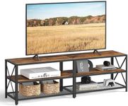 VASAGLE TV Stand, TV Console for TVs Up to 70 Inches, TV Table, 63 Inches Width, TV Cabinet with Storage Shelves, Steel Frame, for Living Room, Bedroom, Rustic Brown and Black ULTV095B01