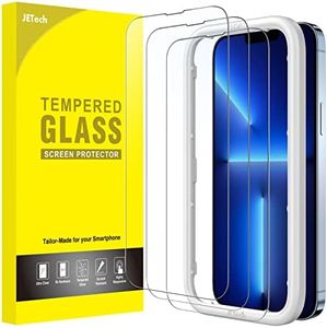 JETech Full Coverage Screen Protector for iPhone 13 Pro Max 6.7-Inch, Tempered Glass Film with Easy Installation Tool, Case-Friendly, HD Clear, 3-Pack