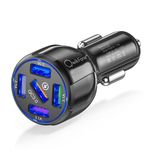 QwikFone USB Car Charger - 58W 5 Ports Multi USB Charger with Quick Charge 3.0 USB - Cigarette Lighter USB Charger Adapter Fast Charger For Smart Phones, iPhones, iPads, Power Banks, iOS and Android