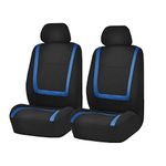 FH Group Car Seat Covers Front Set in Cloth -Car Seat Covers for Low Back Car Seats with Removable Headrest,Universal Fit,Automotive Seat Covers,Washable Car Seat Cover for SUV,Sedan,Van Blue