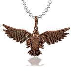 Zumrut� Eagle Bald Eagle Patriotic Tag Pendant Wings Necklace Hawk Biker Pendant Necklace for Men and Women (Bronze)