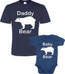 Edward Sinclair Father's Day Navy t-Shirt and Baby Bodysuit Set for Father and Son 'Daddy Bear and Baby Bear' (Please Input The Sizes in The Gift Message Box).