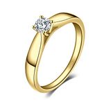 JewelryPalace Classic 0.2ct Cubic Zirconia Solitaire Engagement Rings for Women, 925 Sterling Silver 14K Yellow Gold Plated Ring for Her, Round Cut Simulated Diamond Anniversary Wedding Rings M