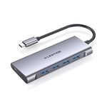 LENTION USB C Hub with 4 USB 3.0 & Type C Charging, USB C to USB Hub Multiport Adapter for 2023-2016 MacBook Pro, New Mac Air, New Surface, More, Stable Driver Certified (CB-C31, Space Gray)