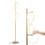 Brightech Saturn LED Tree Floor Lamp - Unique Design Matches Modern and Contemporary Decor - 3 Light Standing Pole Lamp- Tall Light for Living Room, Bedroom, and Office - Gold/Brass