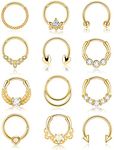 Zankulas Gold Septum Ring 16g Cute Septum Nose Rings Septum Daith Piercing Jewelry Septum Clicker, Stainless Steel, no gemstone