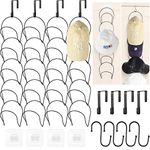 Weysat 20 Pcs Hat Rack Hanger Holder Organizer and Hooks, Cap Holders Organizers Hat Storage Rack Closet Hanging Mounted Holder for Scarves Baseball Caps Belt Ties Door Wall Home (Black)