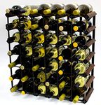 Classic 42 Bottle Dark Oak Stained Wood and Black Metal Wine Rack Ready Assembled