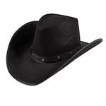 Boland Adult Wichita Cowboy Hat, Western Fancy Dress Accessory, Unisex, For Men and Women, Sheriff, Rodeo, Party, Festival, Halloween, Cowboy Dress Up, One Size, Black