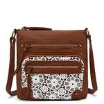 SCARLETON Crossbody Bag for Women Purses and Handbags Multi Pocket Shoulder Bag Faux Leather Small, H183304 - Brown