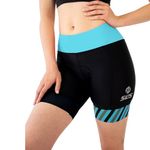 SLS3 Triathlon Shorts Women - Super Comfy 6" Tri Shorts Women Triathalon Shorts - Slim Athletic Fit Womens Tri Shorts FRT, Padded, 2 Pockets (Black/Martinica Blue, Small)