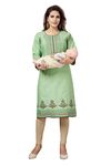 B2F Women's Flared Anarkali Maternity Dress, Feeding Kurti with Concealed Zip for Pre & Post Pregnancy (in, Alpha, L, Regular, Light Green)