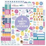 bloom daily planners Health Wellness and Fitness Planner Stickers - Variety Sticker Pack - Six Sticker Sheets Per Pack!