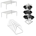 NH10 DESIGNS Stainless Steel Cup Stand For Kitchen, Coffee And Tea Mug Holder (pck 1)Plate Stand Dish Stand/Lid Holder Utensil Rack for Kitchen Cabinet (pck 1)With Combo Kitchen Dish Rack(pck 2)(NHSP)