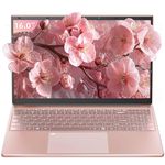 Fsjun 16" Rose Gold Laptop, Celeron N5105 CPU(up to 2.9GHz), DDR4 16GB RAM 512GB SSD, FHD IPS Display, Backlit KB, Fingerprint Unlock, USB 3.0, HDMI, WiFi/BT, notebook for Work, Study and Play