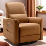 Korser Swivel Recliner Chair, Glider Rocking Chair Nursery, Electric Rocking Recliner Chair of Faux Leather, Power Rocker Recliner Chair with Side Pockets and Type-C & USB Ports for Living Room