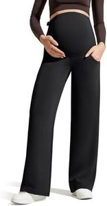 G4Free Maternity Pants Pregnancy Yoga Trousers High Waist,Black,S,Petite