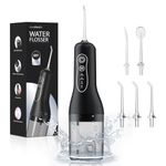 Water Flosser, 2025 Upgrded Water Dental Flosser Remover with 4 Modes and 5 Replacement Nozzles, Water Flosser to Solve Oral Problems and Whiten Teeth, IPX7 Waterproof Double Flosser for Home Travel