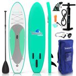 SereneLife Inflatable Stand Up Paddle Board (6 Inches Thick) Universal SUP Wide Stance w/Bottom Fin for Paddling and Surf Control | Non-Slip Deck | Youth and Adult, Olive Green