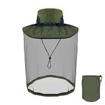 Midge Head Net Hat, Grey Nylon Mosquito Head Net with Hat for Outdoor Hiking, Camping, Climbing, Fishing and Walking