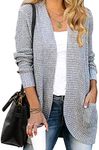 MEROKEETY Womens Long Sleeve Open Front Cardigans Chunky Knit Draped Sweaters Outwear, A-grey, Medium