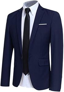 YFFUSHI Men's Slim Fit Casual Blazer 1 Button Lightweight Suit Jacket Business Party Sport Coat Blue