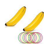 Bachelorette Party Favor Girls Night Out Party Games - Ring Toss Hoopla Games for Bachelorette Party Swimming Pool (Include 2 Pieces Inflatable Banana with 9 Pieces Plastic Toss Rings)