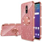 LG Stylo 5 Case, Glitter Luxury Sparkles TPU Silicone Cute Phone Case for Women Girls with Kickstand, Bling Diamond Rhinestone Ring Stand Slim Case for LG Stylo 5 (Rose Gold)