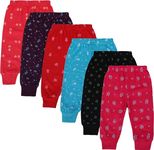 Dowin Unisex Baby Cotton Pajama Bottoms Soft, Cozy and Comfortable - Pack of 6 (Dark Printed Pajami, 0)