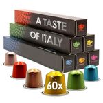 Cafféluxe Aluminium Variety Coffee Pods - 60 Nespresso Coffee Machine Compatible Capsules - A Taste of Italy Coffee Pods - Classic Coffee Pod Gift Set - Espresso Pods for Machines and Coffee Gifts