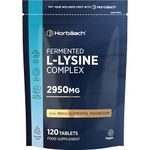 L-Lysine 2950mg | 120 Tablets | Essential Amino Acid | Premium Supplement | Vegan & Vegetarian | By Horbaach