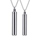 JewelryWe Free Customized Urn Pendant Necklace Ash Perfume Bottle Container Pendant Necklaces for Couples, 2Pcs, for Valentine's Day