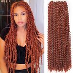 Leeven 2 Packs Passion Twist Crochet Hair Pre-looped 24 Inch Water Wave Passion Twists Crochet Braids Hair Extensions 18 Strands/Pack Copper Red Hot Water Hair Extension 350#