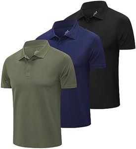 ZENGVEE 3 Pack Golf Polo Shirts for Men Quick-Dry Athletic Polo Shirts Short Sleeve Moisture Wicking Gym Sports Work Shirts(1223-Black Navy Green-L)