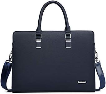 FSD.WG]Business Bag Leather Briefcase Shoulder Laptop Business Bag for Men, Blue, Large