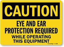 SmartSign by Lyle S-1289-PL-14"Caution: Eye and Ear Protection Required" Plastic Sign, 10" x 14", Black on Yellow