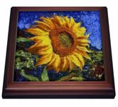 3dRose trv_260798_1 Sunflower in Van Gogh Style, Trivet with Tile, Brown